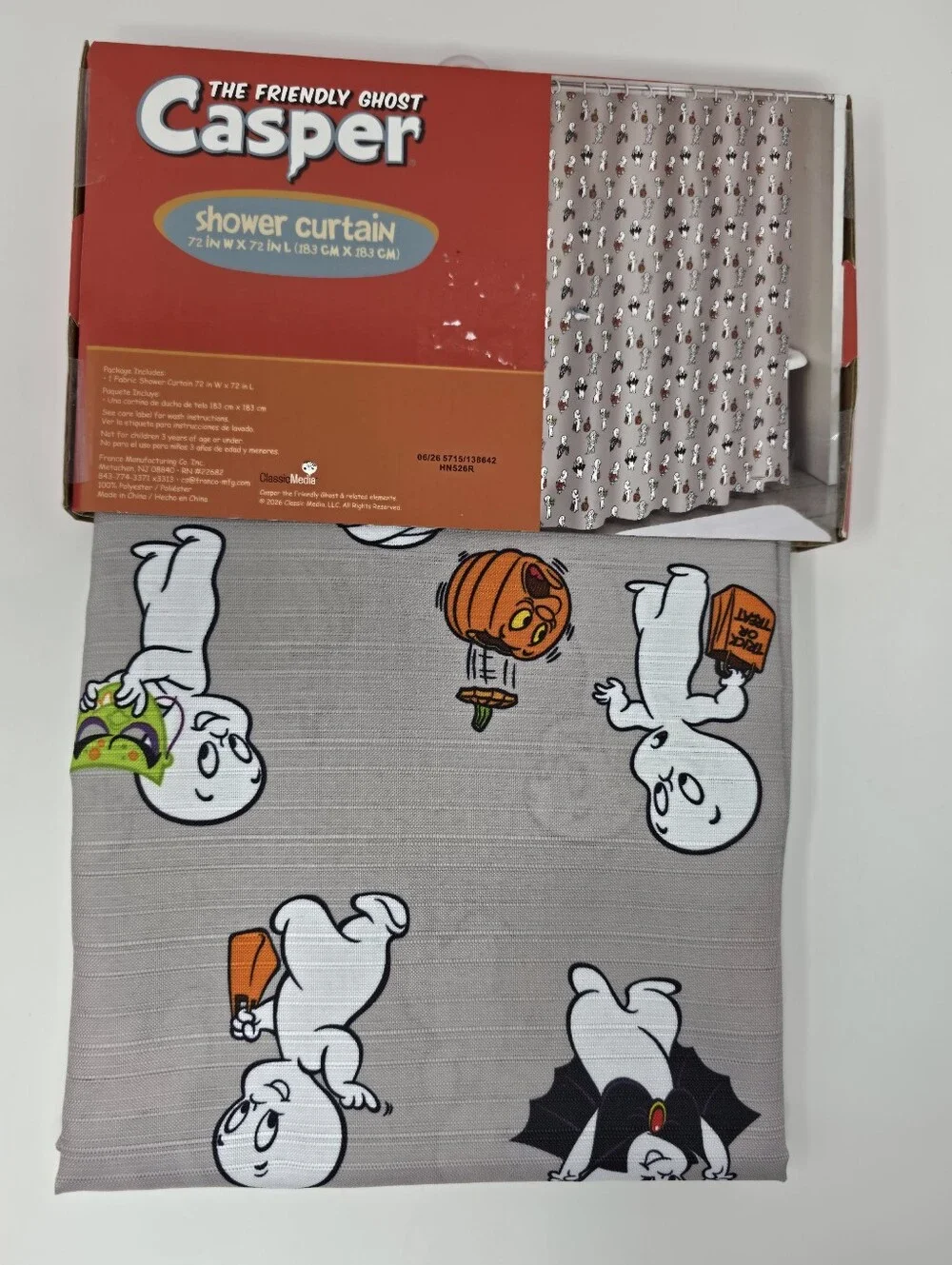 New! Casper The Friendly Ghost Shower Curtain